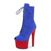 17cm AliExpress novo camurça salto agulha sapatos de pole dance zíper lateral sola grossa bico redondo botas curtas estilo europeu e americano botas de cavaleiro