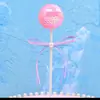Enfeite de bolo bola redonda com lantejoulas decoração de bolo de aniversário Rosa Azul Laço redondo de amor Cartão de Pérola