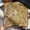 Lenço de Seda 70cm Feminino Transfronteiriço Novo Francês Elegante Pequeno Estampado de Castanha Lenço Quadrado Pequeno com Lenço de Cabeça Atacado