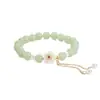 Pulsera de Borlas con Flor de Begonia 2022 Nuevo Estilo Pulsera de Jade Hetian Diseño de Nicho Joyería de Perlas de Alta Gama para Niñas