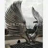 Escultura Abstracta de Ala de Acero Inoxidable con Superficie de Espejo, Gran Adorno para Paisaje Exterior, Lugar Popular para Fotos en la Plaza de la Oficina de Ventas