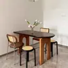 Mesa de comedor de madera maciza, apta para uso doméstico, estilo isla, tamaño pequeño, apoyada contra la pared, diseño semicircular, mesa de comedor, escritorio largo para sala de estar, escritorio de oficina