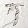 Bufanda de Seda Retro Francesa Primavera y Otoño para Mujer Lazo Largo para Bolso Cinta Flor de Lazo Estilo Extranjero Moda Diadema Larga Pequeña