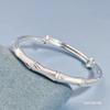 Pulsera de Bambú de Plata Esterlina 9999 para Mujer, Sólida, de Empujar y Jalar, Moda, Sencilla, Tipo Anillo, Combinable, Joyería Juvenil, Regalo para Novia