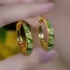 Brincos de Argola Verdes com Strass para Primavera e Verão, High-End, Luxo Acessível, Brincos Elegantes Retrô, Brincos High-End de Celebridade da Internet Coreana