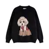 Suéter Suave de Terciopelo de Visón con Cachorro Rojo de Navidad para Mujer, Jersey de Punto Informal para Otoño e Invierno, Nuevo Estilo Pareja para Año Nuevo
