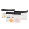 Bolsa de aseo de PVC de fábrica cosida bolsa cosmética transparente borde de PU bolsa de almacenamiento de viaje bolsa de aseo