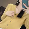 Cárdigan para Mujer en Terciopelo Andy, Corte Holgado, Nuevo Estilo Primavera y Otoño 2024, Suéter de Pico, Tejido de Color Sólido, Modelo Nuevo