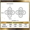 Pendientes de Plata de Ley S925 de Trébol de Cuatro Hojas con Moissanita y Circonita, Estilo Elegante y Dulce, Pendientes Sencillos y Delicados para Mujer, Venta al por Mayor de una Pieza