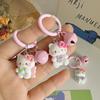 Lindo Llavero de Campana de Dibujos Animados KT Rosa Dulce Corazón de Niña Colgante para Bolsa de Estudiante para Novia Pequeño Regalo