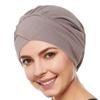 Europa y Estados Unidos nuevo gorro de noche de tela elástica multicolor frente plisado cruzado sombrero indio gorra de césped sombrero para quimioterapia para mujer