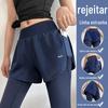 Calças esportivas falsas de duas peças, femininas, anti-caminhada, cintura alta, levantamento de quadril, corrida, fitness, calças sem rastros, nuas, Lulu, ioga