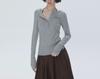 Anachic Clássicos Básicos_Camiseta Feminina Manga Longa Tencel Cor Nude/Camisa de Base Slim Fit_Top de Malha Externo