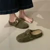 Zapatos retro semiabiertos para mujer, nuevo lanzamiento otoño 2026, punta redonda, suela gruesa, zapatos sin cordones, a la moda, versátiles, zapatos casuales de un solo color, modernos