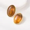 Nuevos pendientes de acrílico ovalados degradados S925 de plata de Heming Jewelry, estilo retro europeo y americano, pendientes de estilo para el trabajo