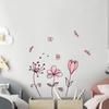 Adesivos de Parede Simples de Papoula Nórdica, Adesivos de Rodapé de Flores Vermelhas, Decalques Decorativos Autoadesivos Removíveis à Prova d'Água