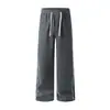 Roupas Masculinas Feng She / Primavera e Outono Novas Calças de Sensação Preguiçosa Relaxada Masculinas Calças de Pernas Largas Calças de Malha de Perna Reta Calças Casuais de Primavera e Outono