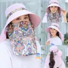 Sombrero para el sol para mujer estilo coreano de ala ancha, sombrero fresco parasol para exteriores, bicicleta, protección facial, máscara UV, sombrero para recoger té