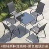 Mesa y sillas apilables para exteriores con reposabrazos, sillas con respaldo de tela a prueba de lluvia para patio, terraza de ocio para balcón, cafetería de té, casa de té