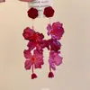Brincos Florais Vermelhos Ankora de Alto Padrão Acessórios de Orelha Exagerados para a Praia Presilhas Brincos Studs Novo Estilo Feminino 2026