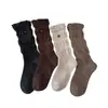 Calcetines de Algodón Shang Apilados para Mujer Otoño Invierno Retro Botón Hasta la Pantorrilla Estilo Ballet Cálidos Combinan con Todo Temporada Otoño Invierno Calcetines sin Costuras