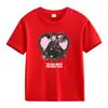 Comercio Exterior Americano Verano Pesado Color Sólido Estampado de Letras Algodón Manga Corta Camiseta Manga Media Ropa para Clase Padre-Hijo Ropa para Niños