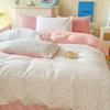 Juego de Cama Jacquard de Hilo Doble Personalizado Transfronterizo de Cuatro Piezas, Algodón Xiaozhu de Tres Piezas, Ropa de Cama Fresca con Estampado Floral para Dormitorio de Estudiantes