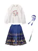 Ropa de Desempeño para Coro Infantil, Ropa de Desempeño de Animación para Estudiantes de Primaria, Faldas de Cara de Caballo Estilo Chino Dinastía Han para Niños