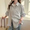 Camisa de Linho Branca Estilo Old Money Feminina Verão 2026 Nova Casual Manga Longa Emagrecedor Cardigã Top Roupa de Fora