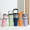Taza de Hielo de 30 oz Taza Aislada de Acero Inoxidable 304 con Popote y Asa Seguros para Automóvil, a Prueba de Fugas y Sellada, Taza Portátil para Coche que Mantiene el Frío