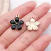 20 Estilos de Flor de Cerezo Negra con Goteo de Aceite Rosa Accesorios para Joyería DIY Aleación Collar Pulsera Colgante Llavero Transfronterizo