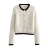 Nueva Ropa de Mujer para Otoño e Invierno Estilo Europeo y Americano Cardigan de Punto con Botones Dorados Moda Chaqueta Aspecto Adelgazante