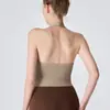 Top de alça alta com decote V para yoga, com bojos fixos, corte justo, costas bonitas, sutiã esportivo para usar por cima, adequado para treinamento de Pilates e fitness