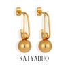 Estilo Coreano Ins Nicho Simple Temperamento Geométrico Colgante de Perla Redonda Pendientes Irregulares de Moda Personalizados Pendientes de Acero de Titanio