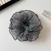 Scrunchie de Malla con Estampado de Leopardo Azul y Puntos, Estilo Dulce y Fresco para Niñas, Accesorio para el Cabello Exquisito de Alta Gama, Goma para el Cabello Retro