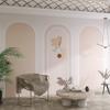 Arco geométrico ropa tienda de bodas fotografía en vivo papel tapiz color Morandi estilo crema fondo de sofá papel tapiz