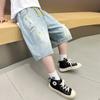 Shorts de Verão para Meninos 2025 Novos Shorts Jeans Finos Soltos de Verão para Meninos Médios e Grandes Estilosos