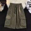 Pantalones cortos de trabajo rectos versátiles de verano con múltiples bolsillos para hombre, estilo japonés retro suelto casual con volantes, pantalones cortos guapos