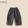 Ropa Infantil Estilo Coreano 2026 Otoño Nuevo Pantalones Cargo Elegantes con Múltiples Bolsillos para Niños Casual Algodón Puro Pantalones Largos a la Moda