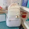 Mochila Simple de Gran Capacidad 2026 para Estudiantes Mujeres, Bolso Escolar Multicapa con Descompresión, Mochila Blanco Hueso