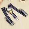 Tirantes para niños con estampado de rayas blancas y negras, tirantes de 3 clips, clip para tirantes, pegatina de dibujos animados, tirantes unisex