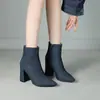 Botines cruzados de otoño e invierno para mujer con suela de goma, punta fina, antideslizantes, ligeros, cremallera lateral, tacón ultra alto, botas Martin de color liso versátiles