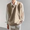 Primavera e Outono Coreano Estilo Solto Base Camisola Sem Mangas Colete Masculino Moda Pulôver Com Decote Em V Colete Jaqueta