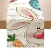 Camino de mesa popular transfronterizo de Pascua con estampados de conejos y huevos para decoración de restaurante y ambiente festivo - Bandera de mantel