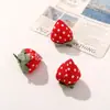 Estilo Japonés Lindo Tela Cuadros Relleno de Algodón 3D Fresa DIY Accesorio para el Cabello Pasador Broche Zapato Bolsa Ropa Accesorios Piezas