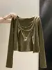 Cardigan Polca Elegante com Proteção Solar Roupa de Baixo Respirável Camada Base Top Feminino Outono Novo Estilo Versátil Peça Externa Cardigan A14514