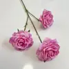 Ramo de Flores de Camelia con 3 Cabezas Sin Hojas, Ramo de Peonías de Camelia para Salón de Bodas, Decoración del Hogar, Fotografía y Celebraciones de Bodas