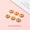 Miçanga separadora de flor em ouro 18K com acessório de tampa de flor oca, espessamente eletrodepositada, material para montagem de colares e pulseiras DIY feito à mão