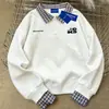 Sudadera Versátil Estilo Coreano con Estampado de Letras y Bloques de Color, Cuello Polo para Mujer, Otoño/Invierno 2025, Top Casual Holgado Adelgazante de Moda
