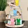 Amazon Transfronterizo Pascua de Primavera Conejo de Madera con Lazo de Puntos Madera Decoración de Mesa Decoración de Mesa Festiva